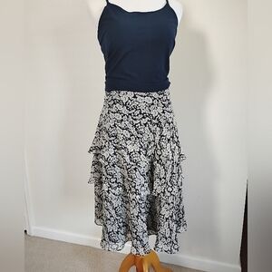 Lauren Ralph Lauren Silk Floral Tiered Ruffled‎ Women's Skirt Midi Size 12